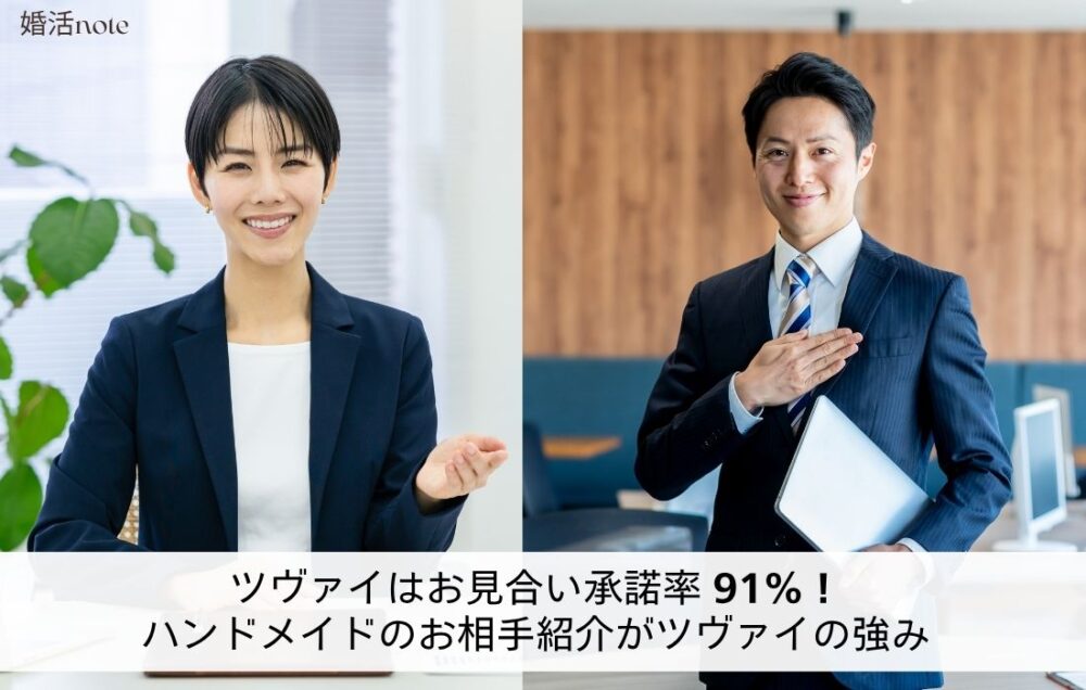 ツヴァイはお見合い承諾率が91%なのが強み