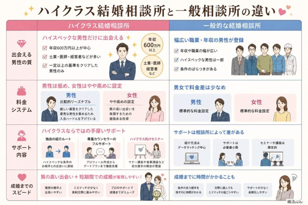 ハイクラス相談所と一般相談所の違い