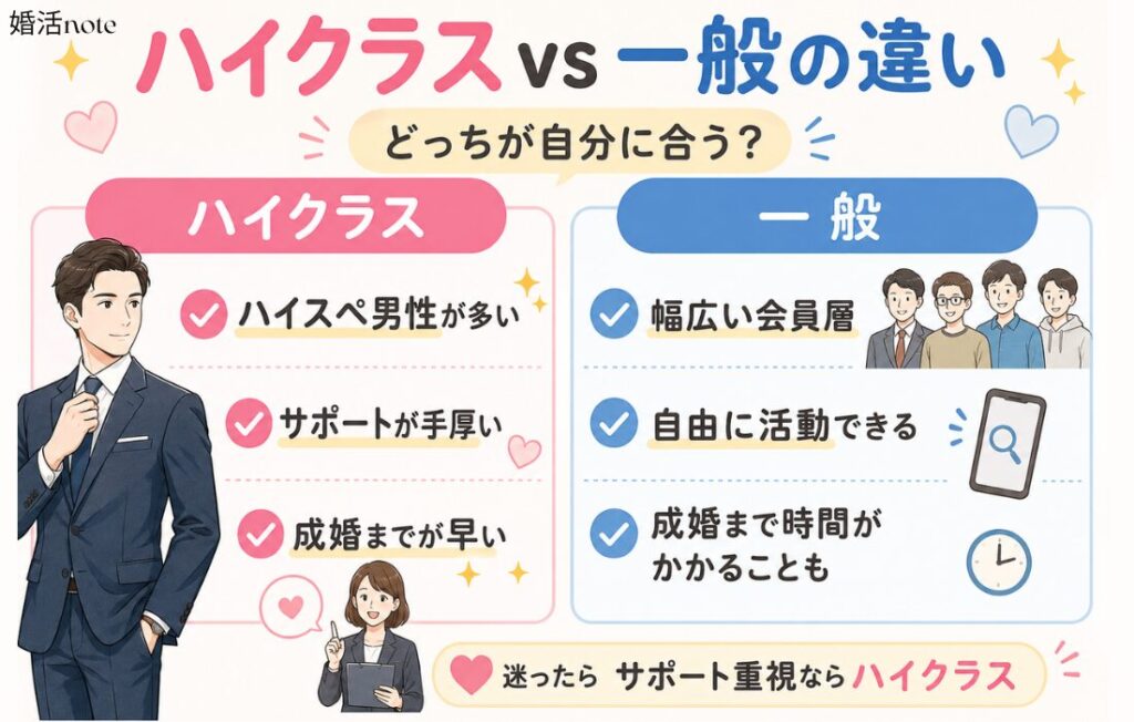 ハイクラス結婚相談所と一般相談所の違いを比較