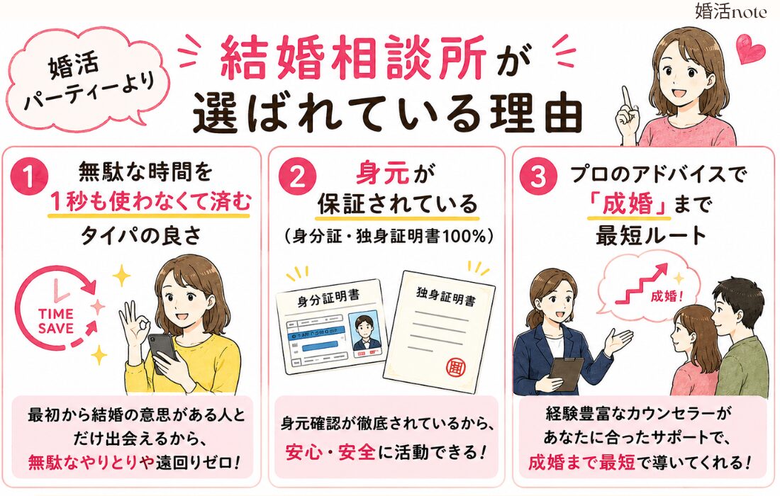 婚活パーティーより結婚相談所が選ばれている理由