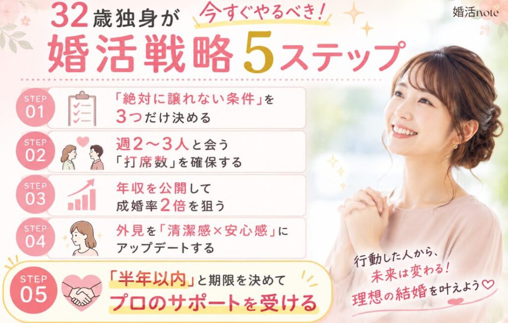 32歳独身が今すぐやるべき5つの婚活戦略