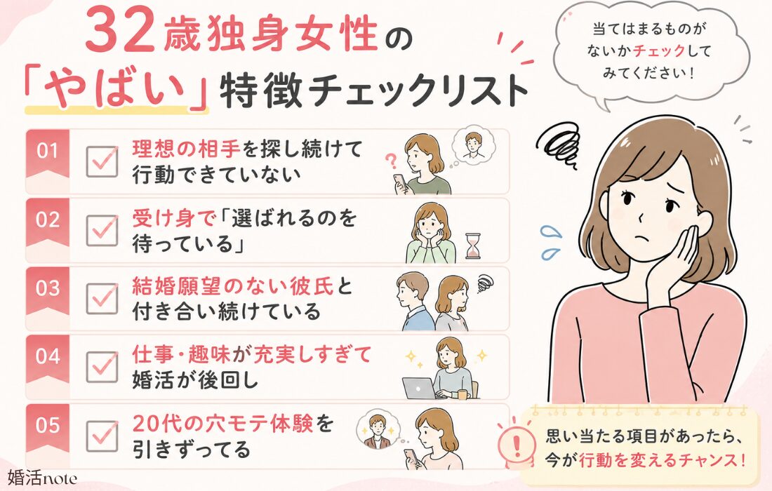 32歳独身女性やばい特徴のチェックリスト