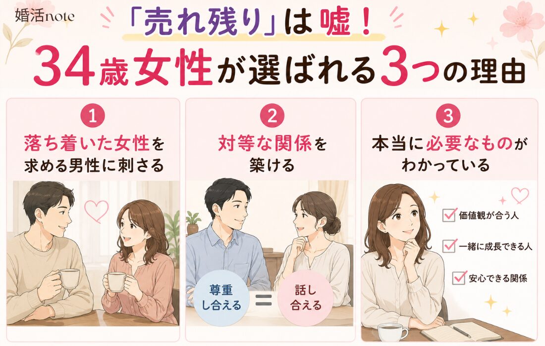 34歳女性が選ばれる3つの理由